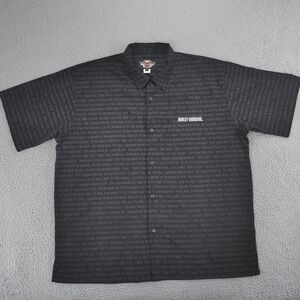 VTG Harley-Davidson Shirt Mens 3XL Black All Over Print Short Sleeve Freedom